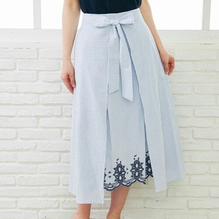 ロペピクニック(Rope' Picnic)の新品  ストライプ裾刺繍スカート(ひざ丈スカート)