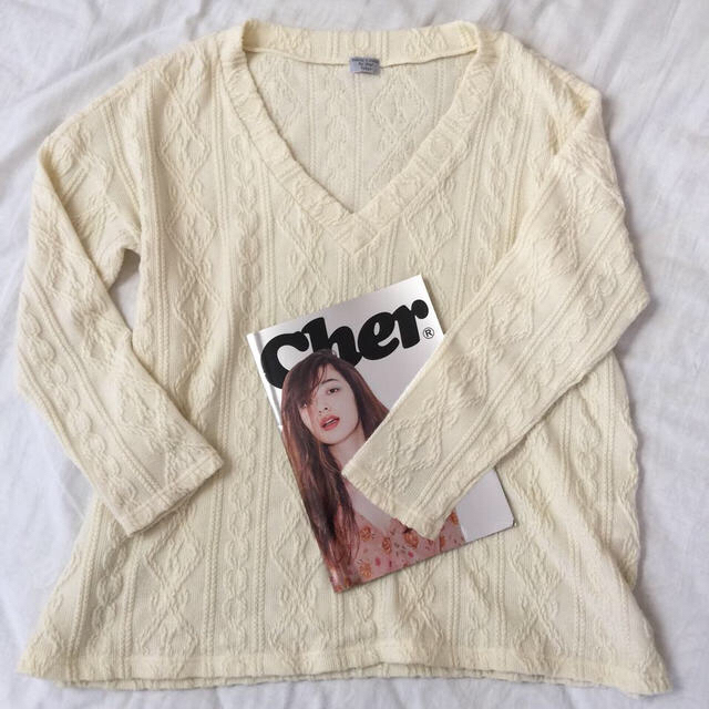 Cher(シェル)のcherケーブルニットホワイトビアンカ レディースのトップス(ニット/セーター)の商品写真