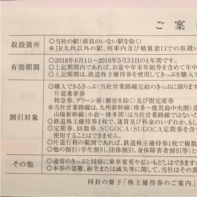 JR九州鉄道割引券株主優待券 チケットの乗車券/交通券(鉄道乗車券)の商品写真