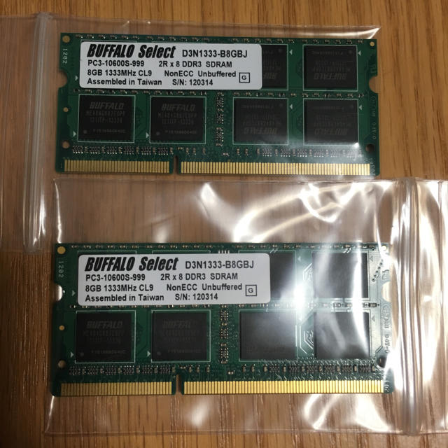 D3N1333-B8GBJ 8GBx2枚 DDR3 SDRAM 合計16GB