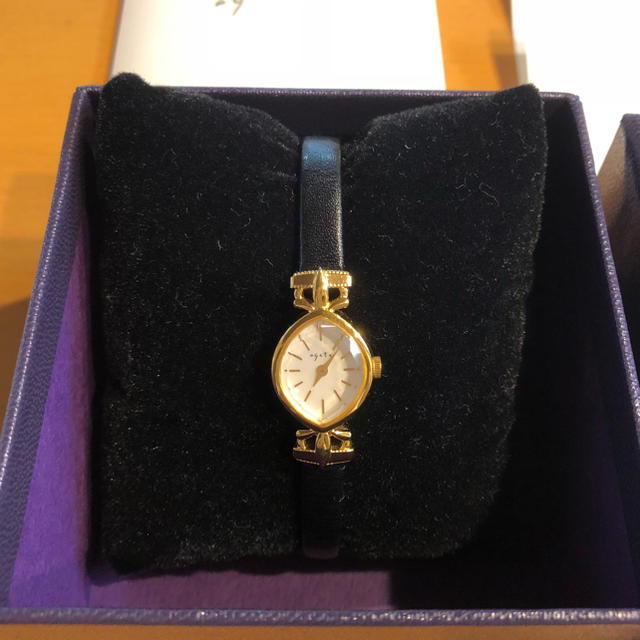 agete(アガット)の美品◇アガット 腕時計 革ベルト レディースのファッション小物(腕時計)の商品写真