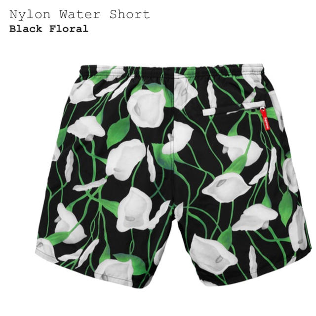 【S】Nylon Water Short Black floral 黒 ユリ