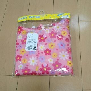 新品★レインポンチョ 80～95㎝ 花柄ピンク(レインコート)