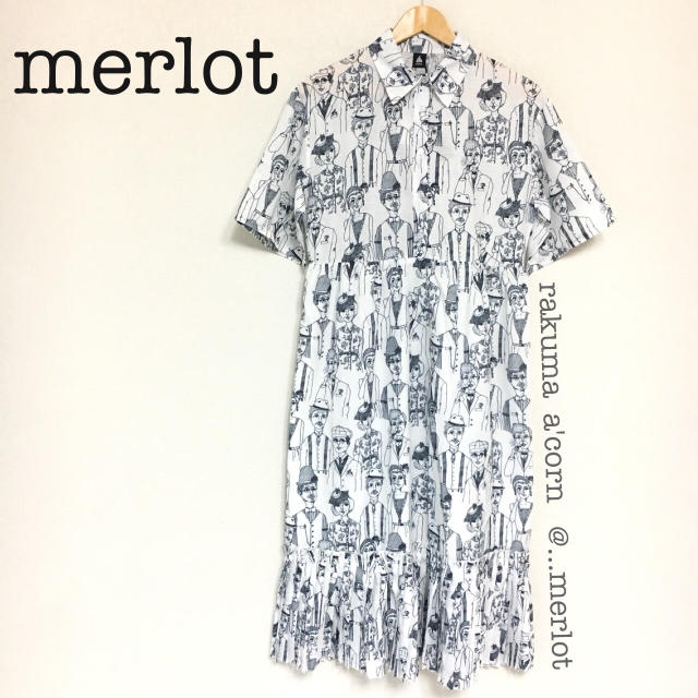 merlot(メルロー)のmerlot  ノスタルジックな人々柄ワンピース ＊ブラック レディースのワンピース(ロングワンピース/マキシワンピース)の商品写真