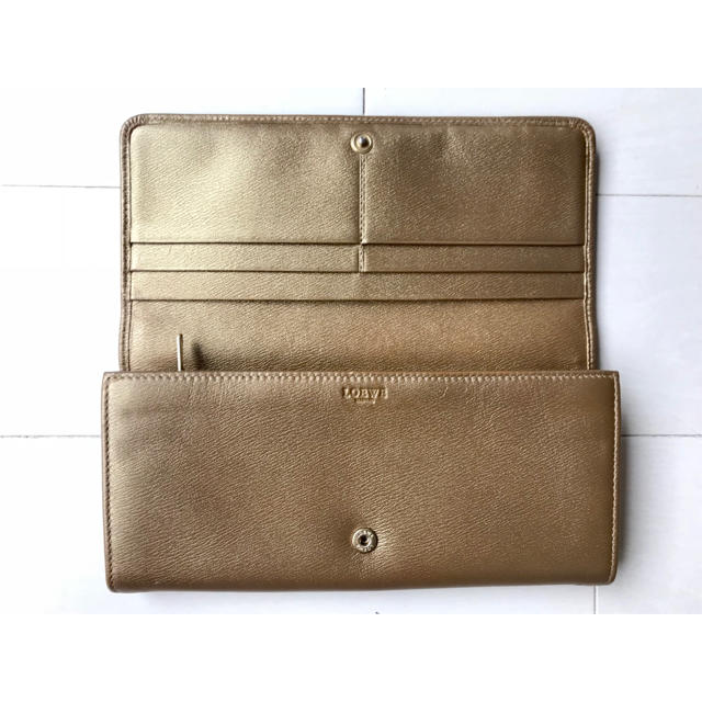 美品】LOEWE ロエベ 長財布 ゴールド系 美品】LOEWE ロエベ 長財布 ゴールド系