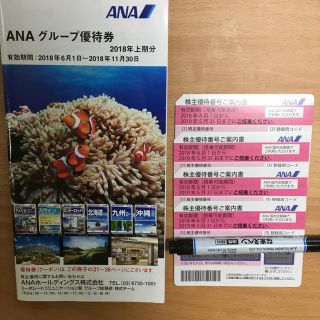 エーエヌエー(ゼンニッポンクウユ)(ANA(全日本空輸))のANA 株主優待券4枚+グループ優待券1冊セット(その他)