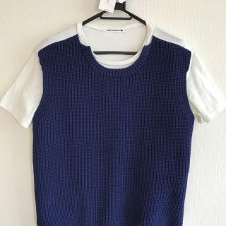 ミナペルホネン(mina perhonen)のミナペルホネン メンズ meadow ニットカットソー blue(Tシャツ/カットソー(半袖/袖なし))