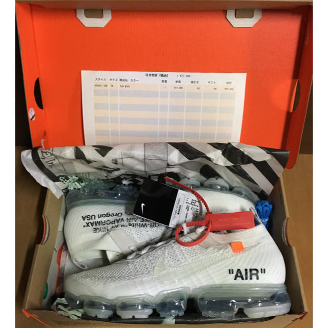 NIKE(ナイキ)の国内 OFF WHITE×NIKE AIR VAPORMAX FK 納品書原本付 メンズの靴/シューズ(スニーカー)の商品写真