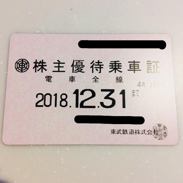 東武鉄道 株主優待乗車証 定期券タイプ 電車全線 男性名義 23年12月31日迄