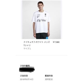 オフホワイト(OFF-WHITE)のnike×off white T Lサイズ ナイキ オフホワイト(Tシャツ/カットソー(半袖/袖なし))