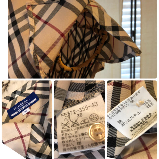 BURBERRY(バーバリー)の美品バーバリーブルーレーベル上質コットン混ノースリーブシャツ♫レアもの レディースのトップス(シャツ/ブラウス(半袖/袖なし))の商品写真