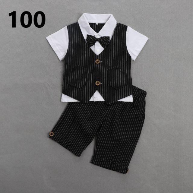  100 送料無料 男の子 一体型 タキシード フォーマルスーツ 2点 キッズ/ベビー/マタニティのキッズ服男の子用(90cm~)(ドレス/フォーマル)の商品写真