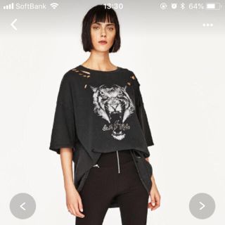 ザラ(ZARA)のZARAザラ タイガーTシャツ ロックTシャツ オーバーサイズ 新品(Tシャツ(半袖/袖なし))