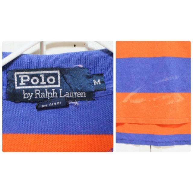 POLO RALPH LAUREN(ポロラルフローレン)のUS ラルフローレン orangeBL 半袖 ボーダー ポロシャツ M メンズのトップス(ポロシャツ)の商品写真