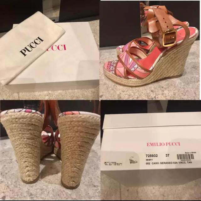 美品】EMILIO PUCCI ウェッジソールサンダル ピンク 37 美品】EMILIO PUCCI ウェッジソールサンダル ピンク 37