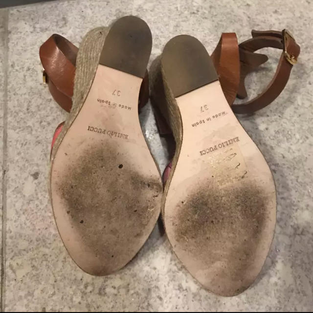美品】EMILIO PUCCI ウェッジソールサンダル ピンク 37 美品】EMILIO PUCCI ウェッジソールサンダル ピンク 37