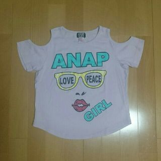 アナップ(ANAP)のANAP GIRL♡フェイスロゴ肩出しTシャツ Ｓ(Tシャツ/カットソー)