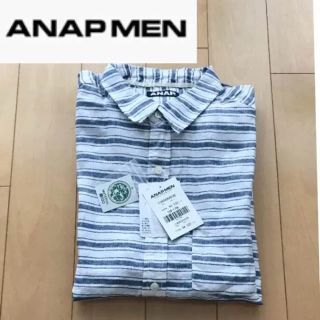 アナップ(ANAP)の新品★ANAP MEN 麻100% ボーダーシャツ Ｌ(シャツ)