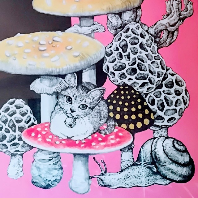 ヒグチユウコ 複製画 ネコとキノコ 2012年 の通販 by キュー太郎 ヒグチユウコ 複製画 ネコとキノコ 2012年 の通販 by キュー太郎