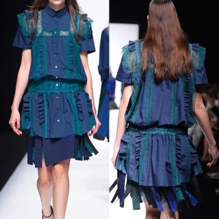 サカイ(sacai)のsacai 2013 SS サイズ2 コレクションワンピース(ミニワンピース)