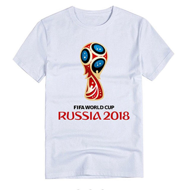 2018 FIFAロシアワールドカップサッカープリントTシャツ 男性女性両方 スポーツ/アウトドアのサッカー/フットサル(記念品/関連グッズ)の商品写真