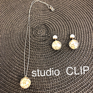 スタディオクリップ(STUDIO CLIP)のネックレス【ドライフラワー入り】ピアスセット(ネックレス)