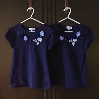 マザウェイズ(motherways)のmotherways 130cm花モチーフTシャツ ＋セレモニー靴下(Tシャツ/カットソー)