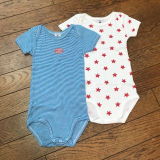 プチバトー(PETIT BATEAU)のプチバトー 半袖ロンパース２枚セット24m①(ロンパース)