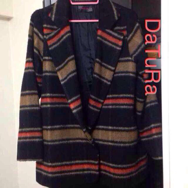 DaTuRa(ダチュラ)のDaTuRaボーダーコート♡値下げ レディースのジャケット/アウター(ロングコート)の商品写真