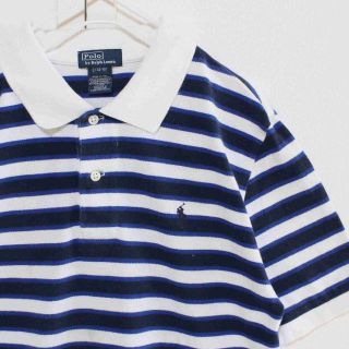 ポロラルフローレン(POLO RALPH LAUREN)のUS ラルフローレン navyWHBL 半袖 ボーダー ポロシャツ L14-16(ポロシャツ)