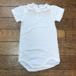 プチバトー(PETIT BATEAU)のプチバトー フリルドットロンパース 12m(ロンパース)