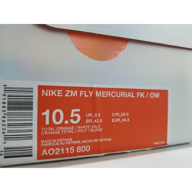 NIKE(ナイキ)の28.5 OFF-WHITE ZOOM FLY MERCURIAL FKオレンジ メンズの靴/シューズ(スニーカー)の商品写真