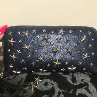 ジミーチュウ(JIMMY CHOO)のJIMMY CHOO ジミーチュウ 長財布 財布 青 デニム スタッズ 送料込み(財布)