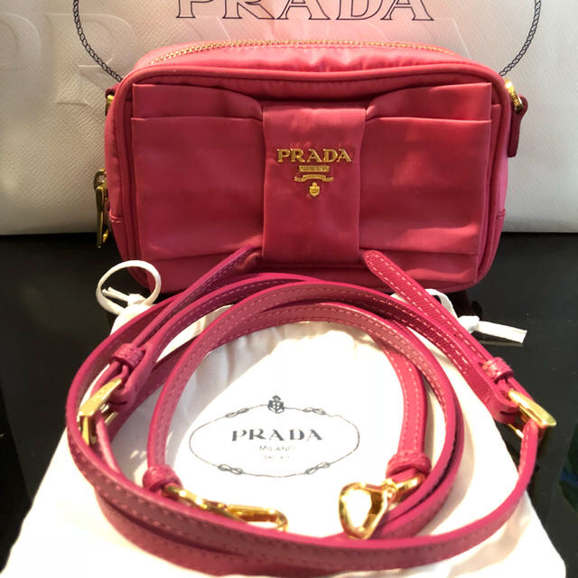 プラダ リボン ショルダー バッグ ポーチ ピンク PRADA