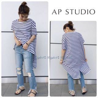 アパルトモンドゥーズィエムクラス(L'Appartement DEUXIEME CLASSE)のAP STUDIO ◆ AMERICANA ボーダーバックロングハーフスリーブT(Tシャツ(半袖/袖なし))