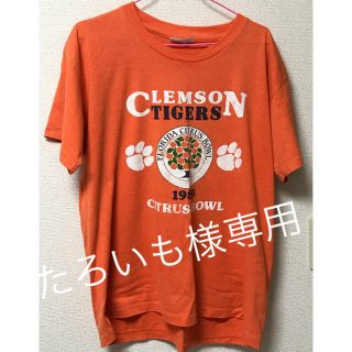 Tシャツ 古着 オレンジ色(Tシャツ/カットソー(半袖/袖なし))