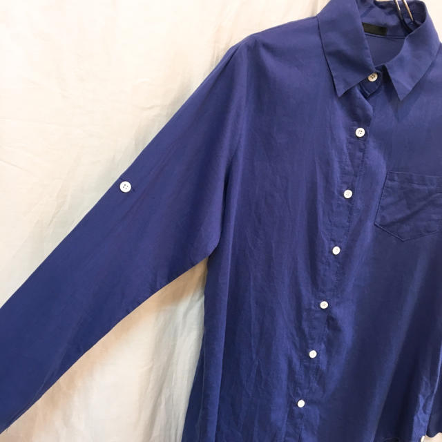 ROSE BUD(ローズバッド)のセレクトショップ購入 ポリーヌブロー 2wayシャツ ブルー 美品 レディースのトップス(シャツ/ブラウス(長袖/七分))の商品写真