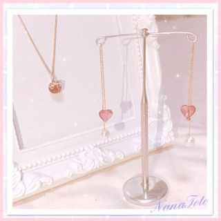 ハンドメイド💕ブラッシュローズ💕アメリカンピアス&ネックレス セット(ネックレス)