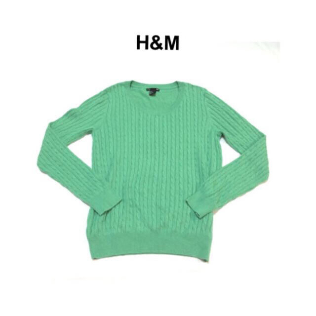 H&M(エイチアンドエム)のH&M！ケーブルニット！グリーン レディースのトップス(ニット/セーター)の商品写真