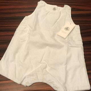 プチバトー(PETIT BATEAU)のプチバトー 16SS ストライプショートロンパース 6m 新品(ロンパース)