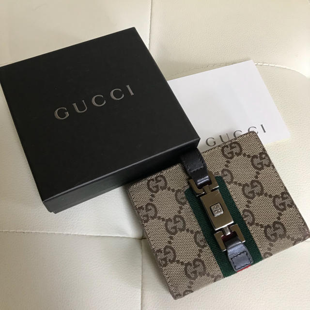 Gucci(グッチ)のGUCCI グッチ シェリーライン  折財布 レザー キャンバス 財布 付属あり レディースのファッション小物(財布)の商品写真