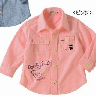 ダブルビー(DOUBLE.B)の新品☆未開封　ミキハウス ダブルB　らくがき風刺繍のシャンブレーシャツ 90
(Tシャツ/カットソー)