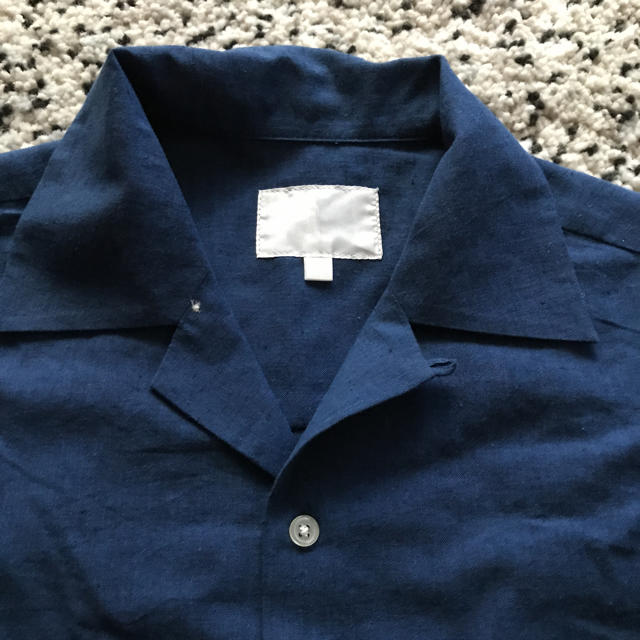MEN'S BIGI(メンズビギ)のネイビー麻綿素材の開襟シャツ メンズのトップス(シャツ)の商品写真