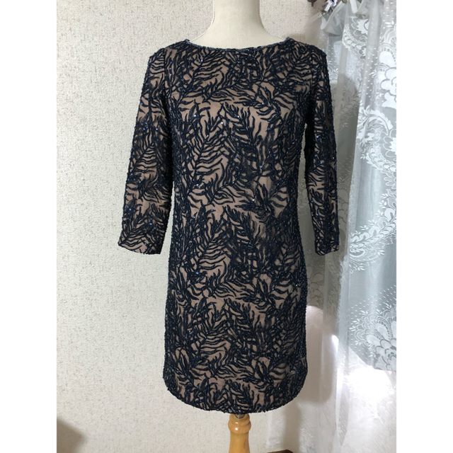 TADASHI SHOJI(タダシショウジ)の新品同様 2 Tadashi Shoji ドレス 膝丈ワンピース ネイビー レディースのワンピース(ひざ丈ワンピース)の商品写真