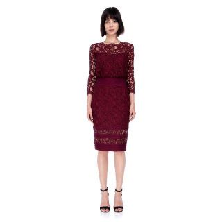 タダシショウジ(TADASHI SHOJI)の新品　Tadashi Shoji ドレス 膝丈ワンピース ワインレッド　通勤(ひざ丈ワンピース)