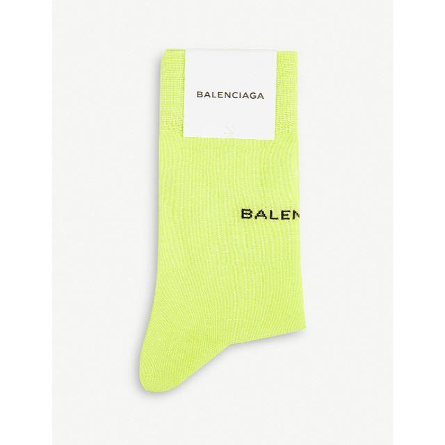 Balenciaga(バレンシアガ)のバレンシアガ　コットンロゴソックス イエロー レディースのレッグウェア(ソックス)の商品写真