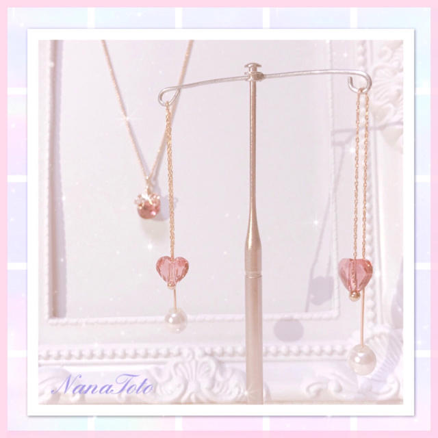 💖 ブラッシュローズ 💖アメリカンピアス&ネックレス セット レディースのアクセサリー(ネックレス)の商品写真