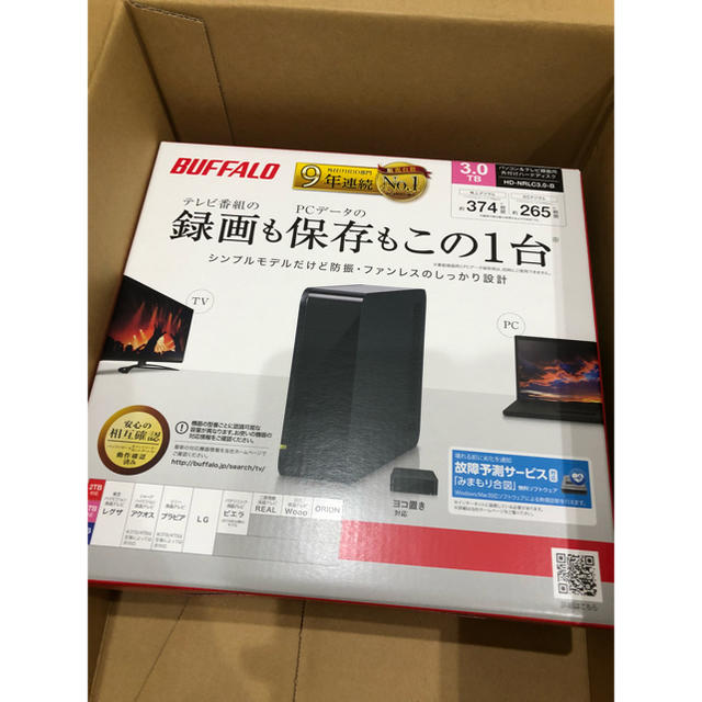 Buffalo(バッファロー)のnishy様専用 外付けHDD 3TB バッファロー HD-NRLC3.0-B  スマホ/家電/カメラのテレビ/映像機器(テレビ)の商品写真