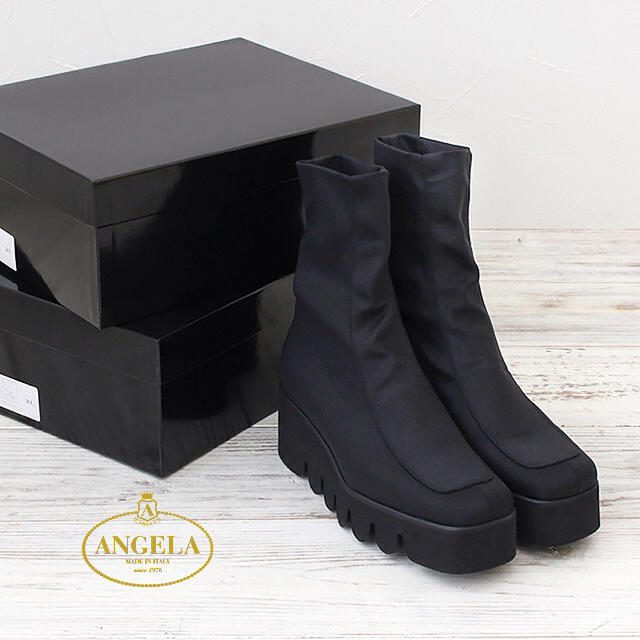 ANGELA イタリア製 ストレッチ厚底ブーツの通販 by まるちき's ANGELA イタリア製 ストレッチ厚底ブーツの通販 by まるちき's