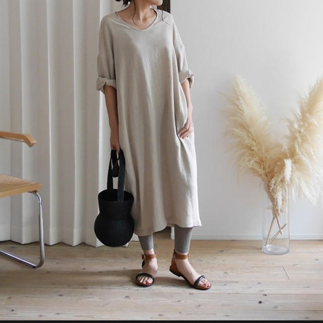 argue Linen-Cotton Vneck Dress